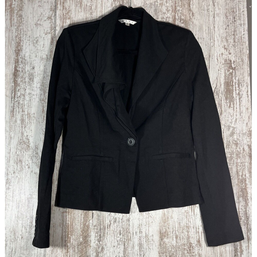 CAbi Womens Small Absolute Blazer Jacket Black Cascading Collar #911